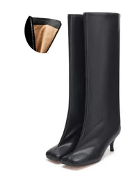 Santiag haute gris Daim Synthétique Femme - Talon fin élégant, bout carré moderne 3