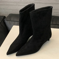 Botte haute noir Daim Synthétique Femme - Minimalisme chic au style western 4