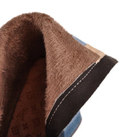 Santiag mi-haute bleu Synthétique Femme - Bottines en denim avec franges effilochées 4