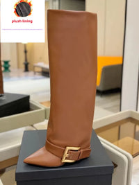 Santiag haute marron Synthétique Femme - Élégance moderne avec motif léopard audacieux 4