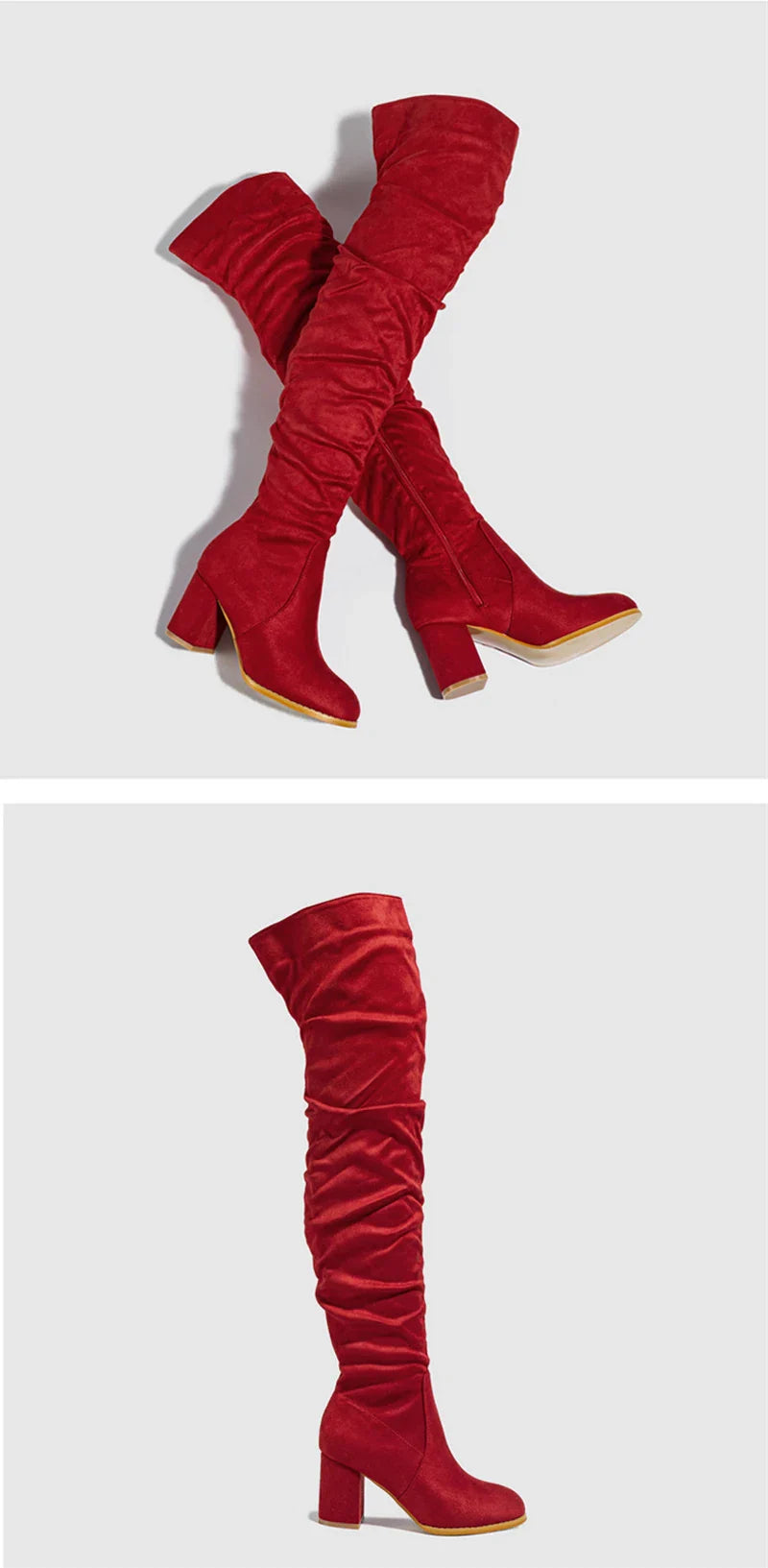 Santiag haute marron Daim Synthétique Femme - Talon carré et fermeture éclair pratique