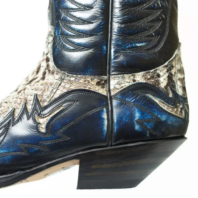 Santiag mi-haute doré Simili Cuir Homme - Motifs python et broderies artistiques