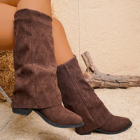 Santiag haute marron Daim Synthétique Femme - Tige souple et élégante 3