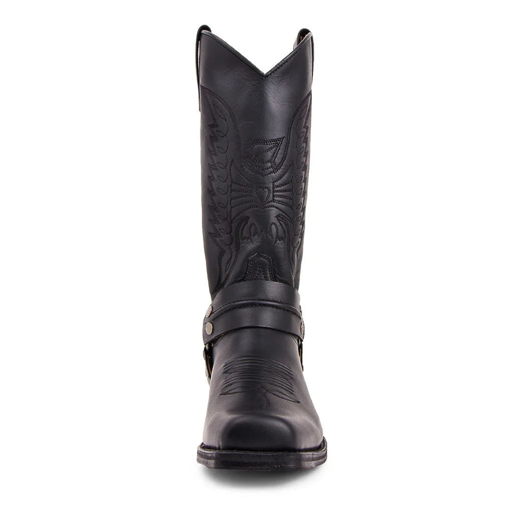 Santiag mi-haute noir Simili Cuir Homme - Broderies et rivets pour un style western 3