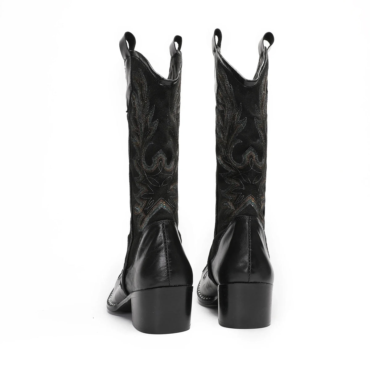 Santiag mi-haute noir Cuir Homme - Embout métallique argenté audacieux 5