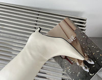 Santiag haute blanc Synthétique Femme - Bottes élégantes avec bout pointu distinctif 4
