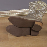 Santiag mi-haute blanc Synthétique Femme - Style western avec broderies élégantes 2