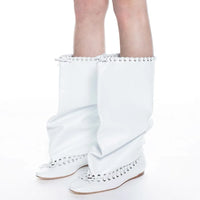 Santiag mi-haute rouge Synthétique Femme - Bout pointu et tige plissée audacieuse 4