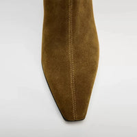 Santiag basse marron Daim Femme - Style rétro avec talon carré haut 3