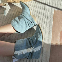 Santiag mi-haute bleu Synthétique Femme - Santiags denim bleu bout pointu 2