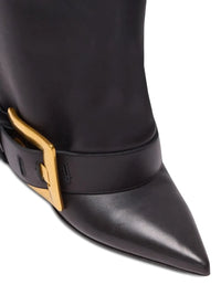 Santiag haute blanc Simili Cuir Femme - Sophistication pointue avec boucle dorée 3