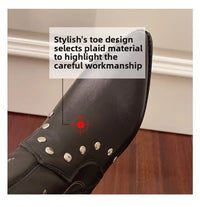 Santiag haute marron foncé Simili Cuir Femme - Broderie western et clous argentés 2