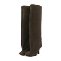 Santiag haute vert Daim Synthétique Femme - Bottes élégantes avec talons fins 4