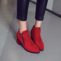 Santiag mi-haute noir Daim Synthétique Femme - Bout pointu avec talon carré stylistique 3