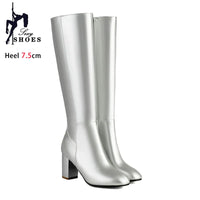 Santiag haute argenté Simili Cuir Femme - Élégance moderne avec talon carré 2