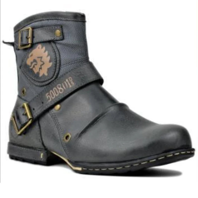 Santiag haute marron foncé Simili Cuir Femme - Style équestre avec motifs floraux élégants