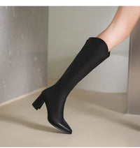 Santiag mi-haute noir Simili Cuir Femme - Bouts carrés et talons carrés stables 4