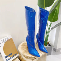 Santiag haute rose Synthétique Femme - Talon aiguille et finition brillante chic 3