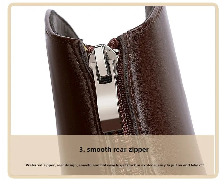 Santiag haute marron Cuir Femme - Bout pointu avec ornement métallique argenté