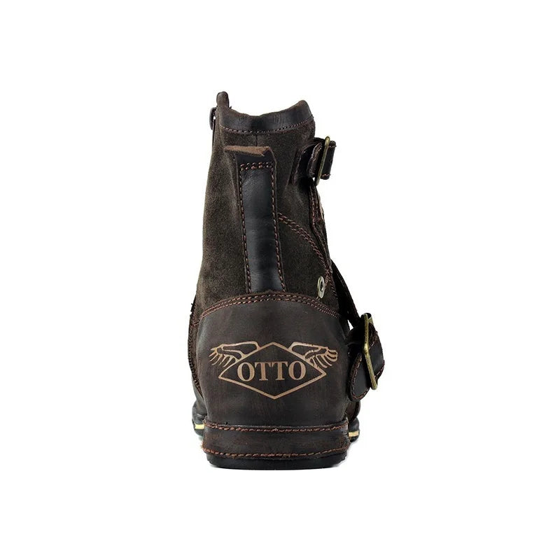 Bottine haute marron foncé Simili Cuir Femme - Ornée de motifs floraux et lion 3