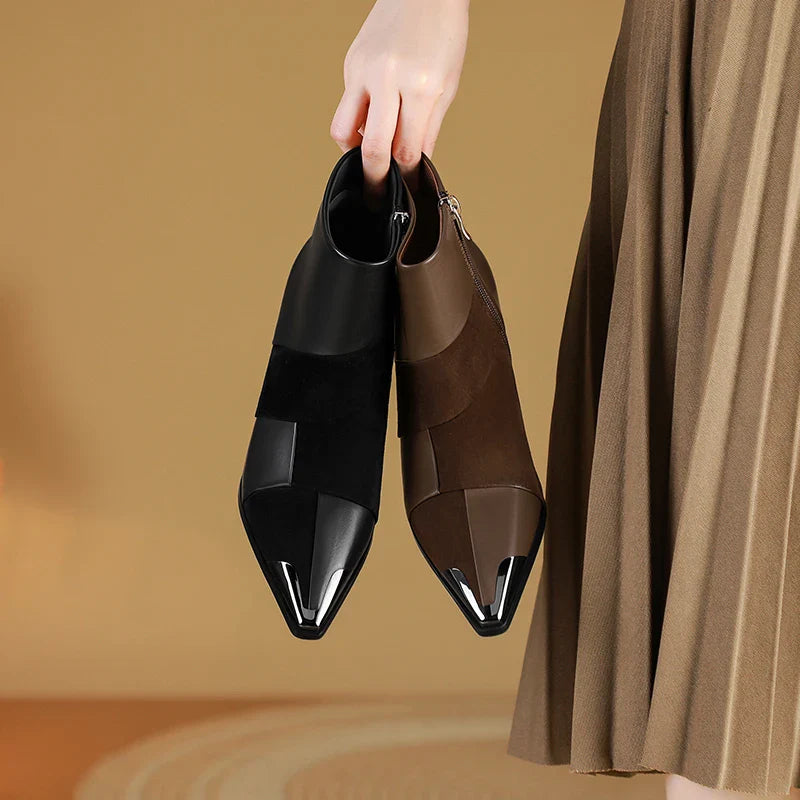 Bottine noir Cuir Femme - Santiags bicolores, bout pointu verni 2