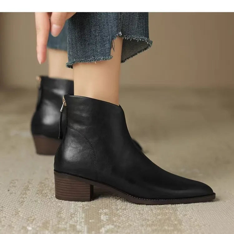 Santiag basse noir Simili Cuir Femme - Élégance moderne avec talon carré 4