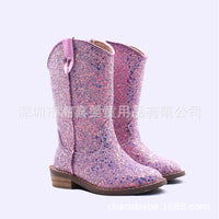 Santiag mi-haute multicolore Synthétique Fille - Brillantes bottes festives avec paillettes scintillantes 1