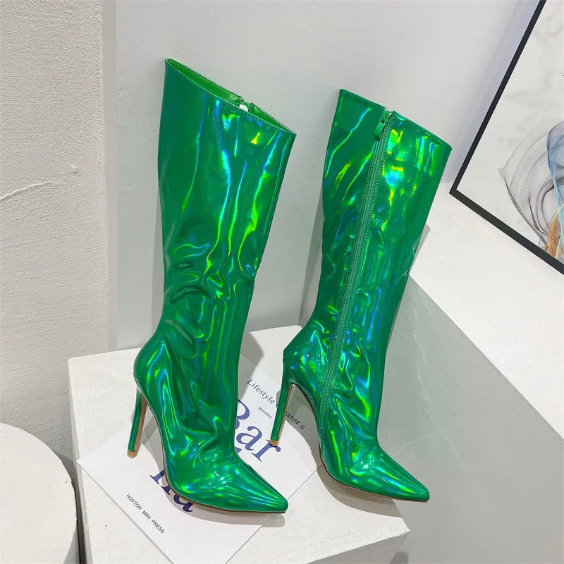 Botte haute vert Synthétique Femme - Santiags vert métallisé audacieuses et éclatantes 5