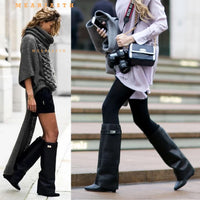 Santiag mi-haute blanc Cuir Femme - Élégante avec boucle et bout pointu 1