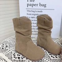 Santiag mi-haute camel Daim Synthétique Fille - Texture douce, coutures soignées et classiques 4