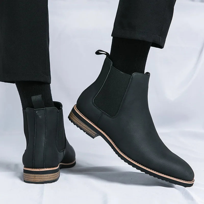 Bottine chelsea noir Simili Cuir Homme - Style épuré avec bout légèrement carré 3