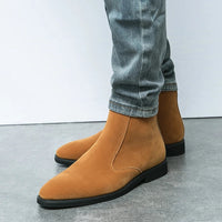 Santiag mi-haute camel Daim Synthétique Homme - Élégance moderne à bout arrondi 1