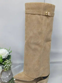 Santiag haute noir Synthétique Femme - Tige haute avec sangle dorée élégante 4