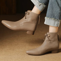 Bottine à talon marron clair Cuir Femme - Bottines chic en cuir beige grainé 3