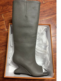 Santiag haute gris Synthétique Femme - Talons originaux et pointe ouverte 2