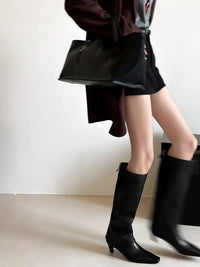 Santiag haute Cuir Femme - Élégantes bottes modernes à talon carré 3