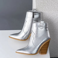 Santiag mi-haute rouge Simili Cuir Femme - Motif python rouge, bout pointu élégant 2