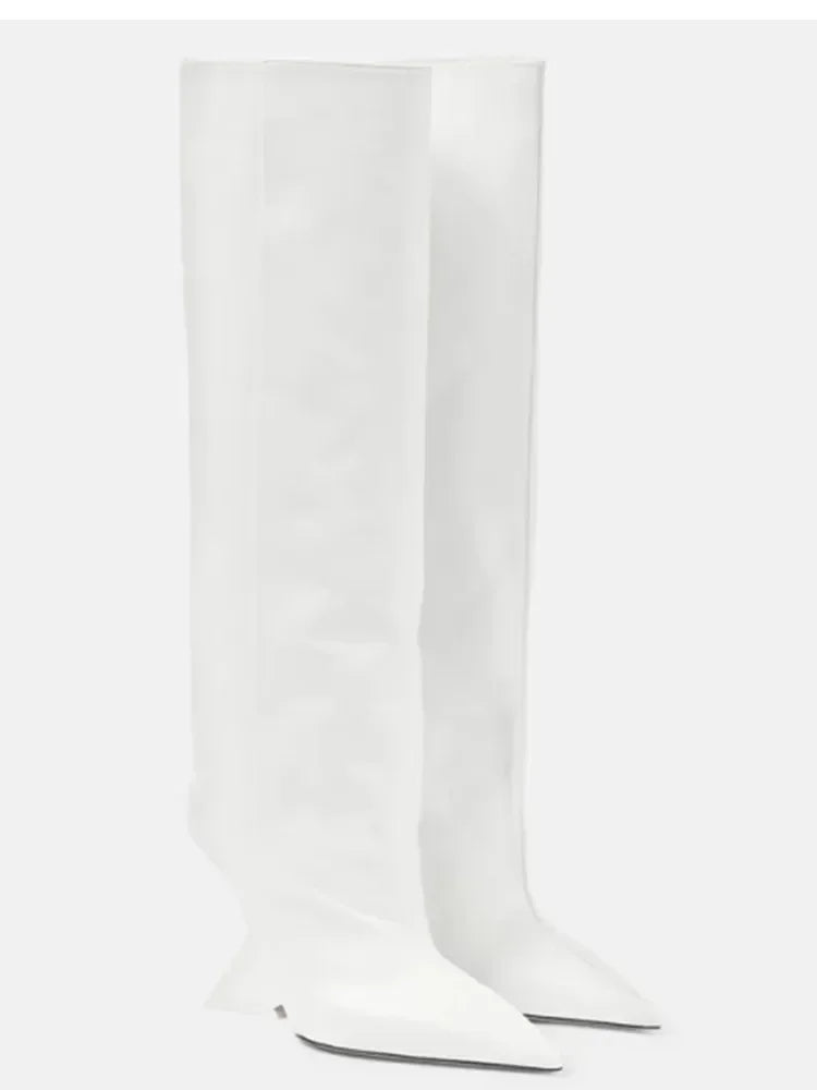 Santiag mi-haute blanc Synthétique Femme - Bottes blanches modernes à talon distinctif