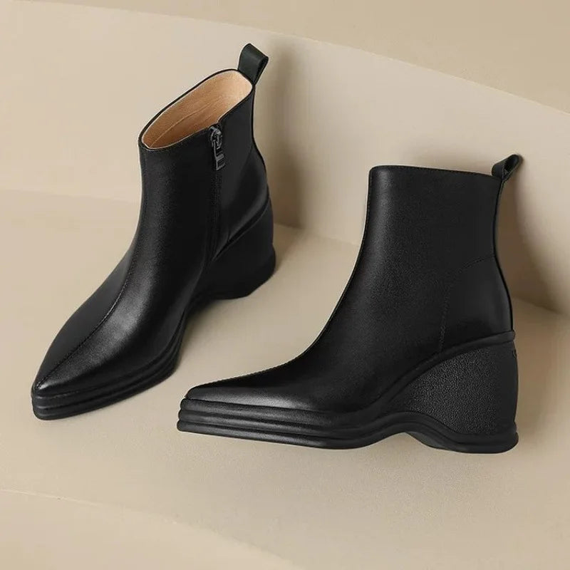 Bottine à talon noir Synthétique Femme - Santiags modernes avec bout pointu élégant 4
