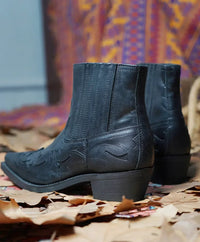 Santiag mi-haute noir Simili Cuir Homme - Bout accentué et coutures décoratives 4