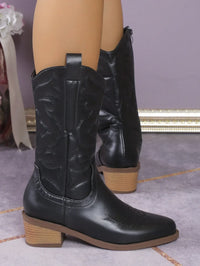 Santiag mi-haute argenté Synthétique Femme - Brillance argentée et broderies western 2