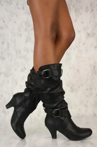 Santiag mi-haute blanc Synthétique Femme - Boucles argentées sur sangles audacieuses 2