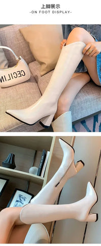 Santiag haute camel Simili Cuir Femme - élégantes bottes camel au bout pointu 2