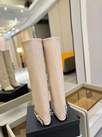 Santiag haute bleu Daim Femme - Élégant bout pointu avec boucle dorée 4