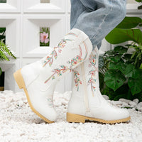 Santiag mi-haute marron Cuir Fille - Broderies florales pour une allure vintage 2