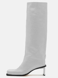 Santiag haute noir Synthétique Femme - Talons carrés, élégante texture grainée 4