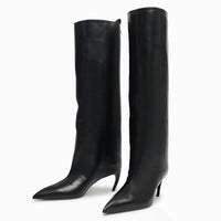 Santiag haute marron Daim Synthétique Femme - Élégantes bottes à talons fins 4
