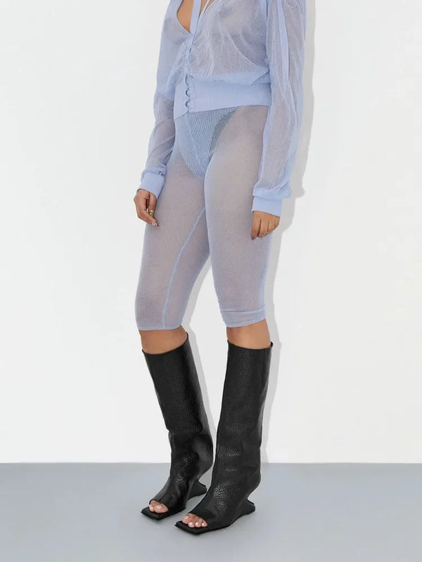 Santiag haute rouge Synthétique Femme - Talon sculptural et allure avant-gardiste