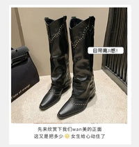 Santiag mi-haute noir Synthétique Femme - Clous modernes accentuant le style rétro 3