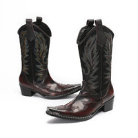 Santiag mi-haute noir Cuir Homme - Embout métallique argenté audacieux 3